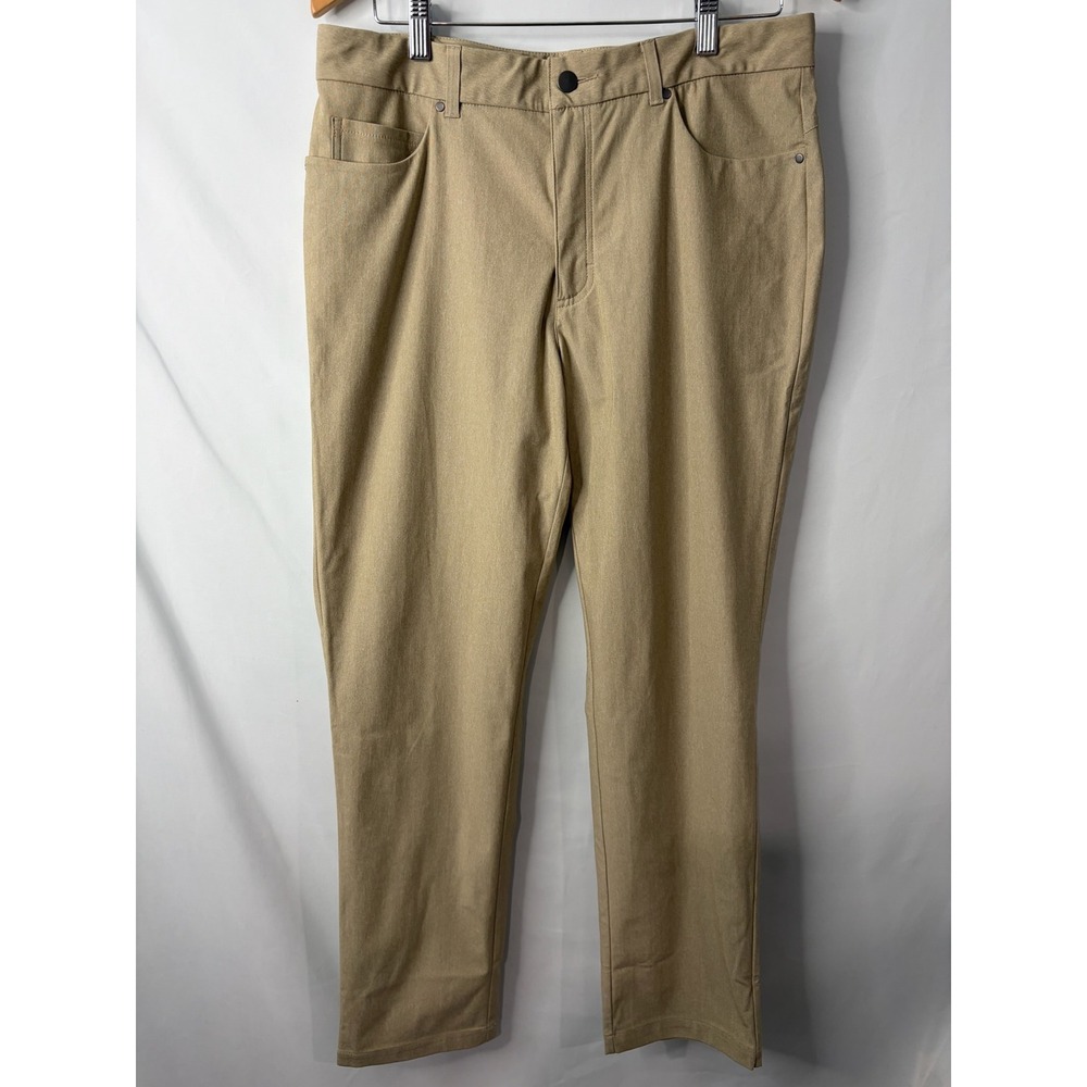 VRST Mens 5 Pocket Athletic Fit Pants 34x32 Sandy Clay Heather Performance Golf